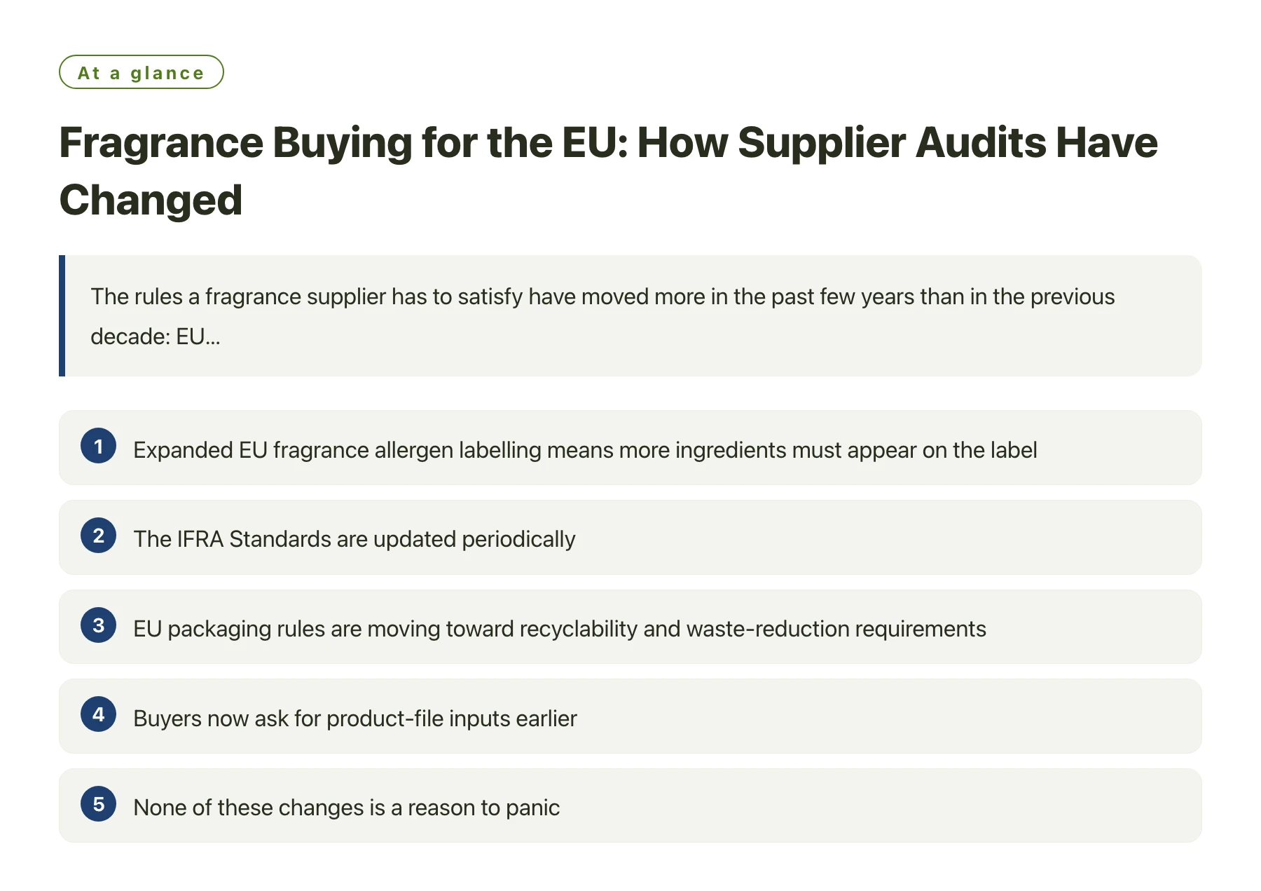 Fragrance Buying for the EU: How Supplier Audits Have Changed——全文要点速览